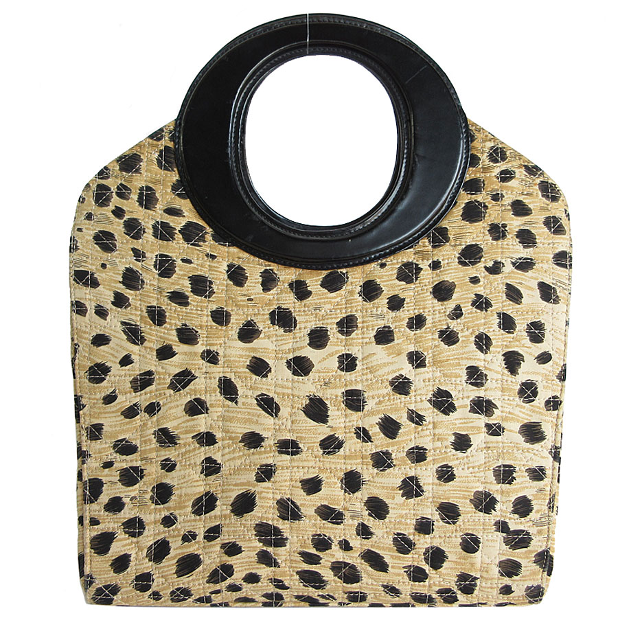 クリスチャンディオール Christian Dior ハンドバッグ レオパード キャンバス/レザー ブラウン/ブラック レディース s0342