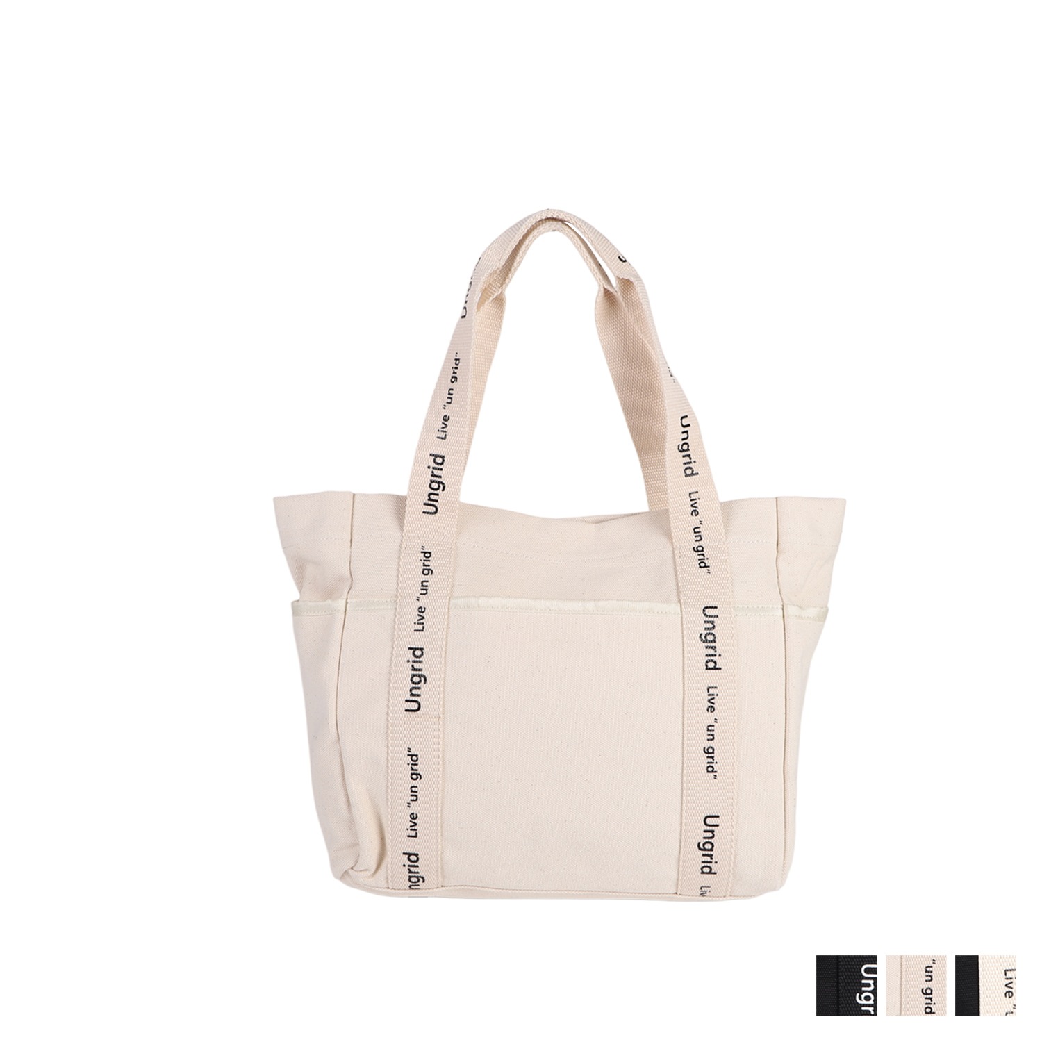 トートバッグ キャンパス ミディアム レディース A4対応 ロゴテープ ブラック アイボリー 黒 53140B 5,489円