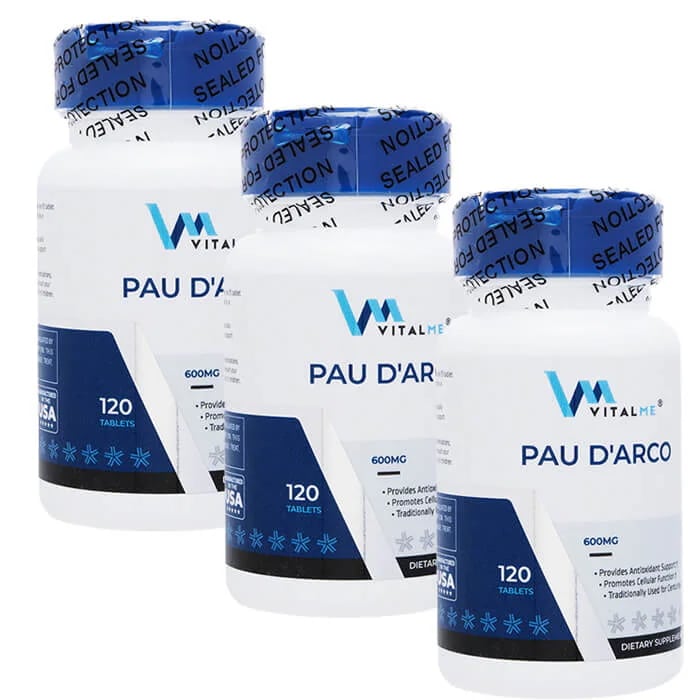 バイタルミー VitalMe　パウダルコ600mg120錠 3本 Pau d Arco 海外発送便商品 国際書留郵便発送