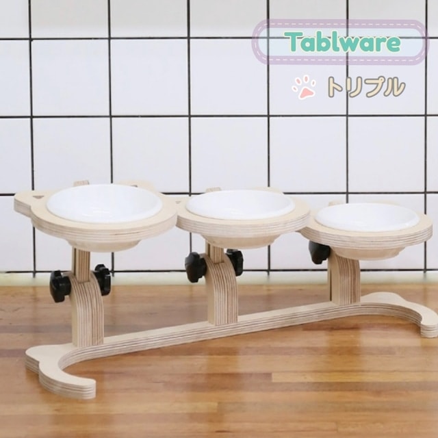 ペット用　ハンドメイド食器　トリプル