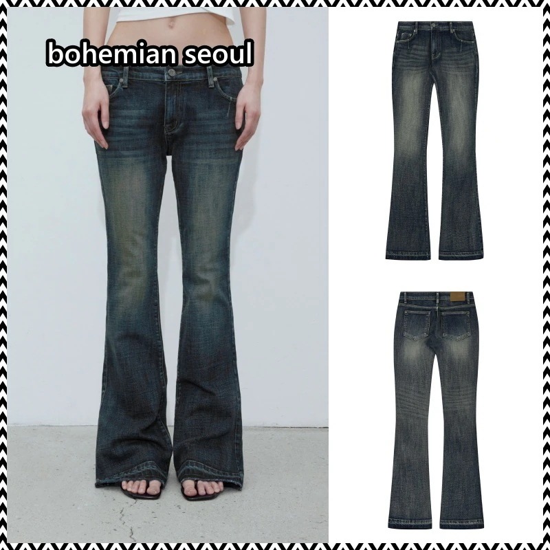 bohemian seoul VINTAGE BLUE BOOTCUT JEANS