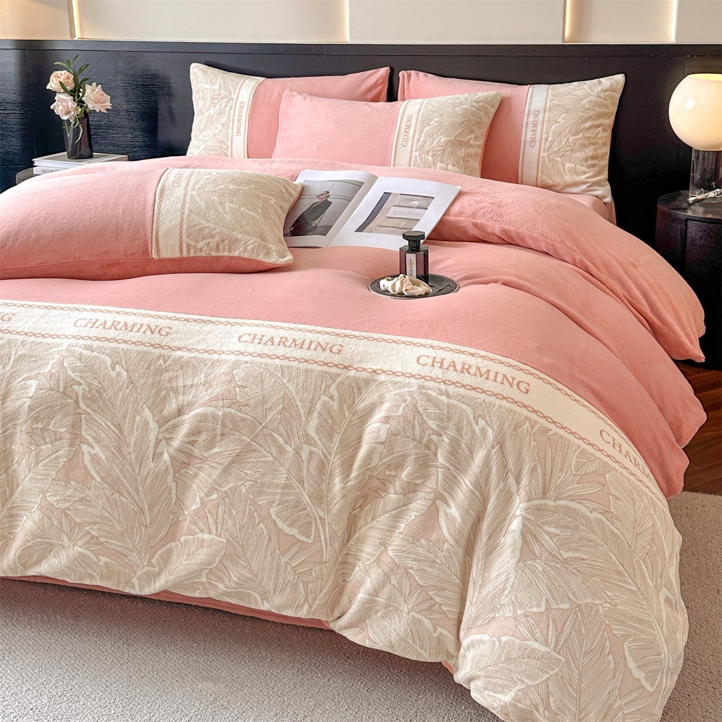 天ベッド4点セットミルクベルベットクリスタルベルベット掛け布団カバーとベルベット掛け布団カバー3点セット