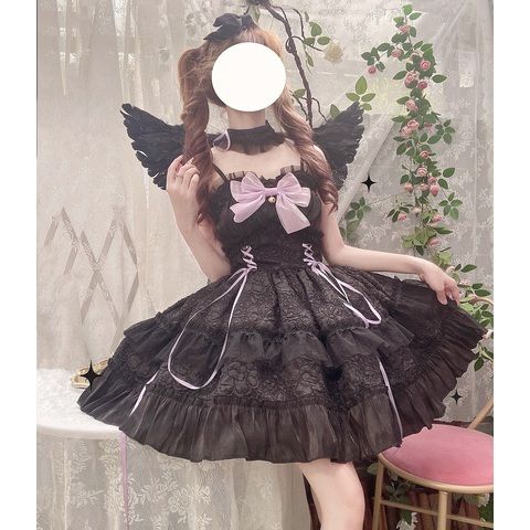 新入庫 ロリータワンピース小悪魔ゴシックJskスリングワンピース