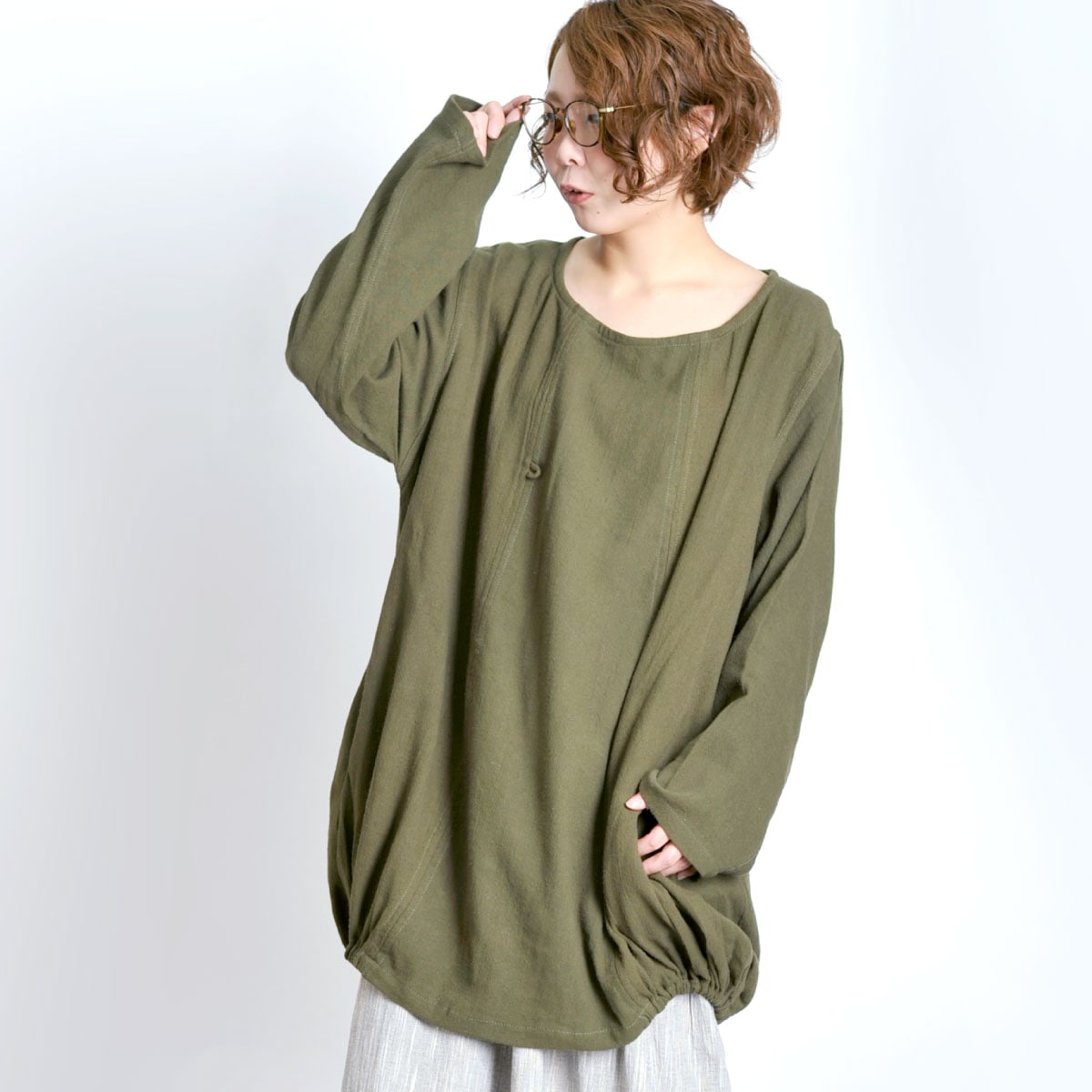 チュニック 長袖 大きいサイズ レディース M/L/LL コクーン バルーン コットン 黒/茶/青/赤/カーキ/ネイビー/紫 ナチュラル ワンピース アジアン エスニック 春服