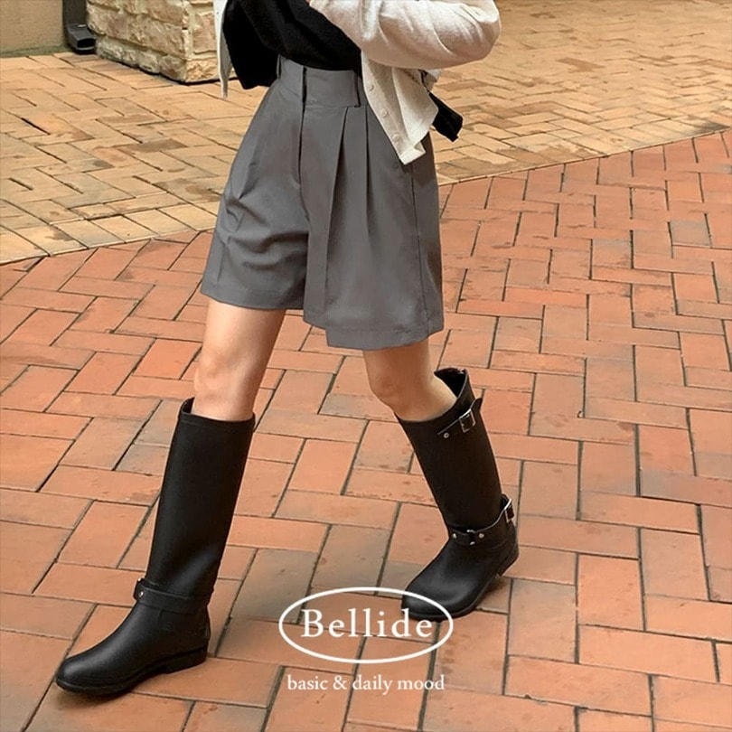 韓国の女性ファッション/ [MADE] ケミカルピンタックハーフスラックスパンツ pt1337