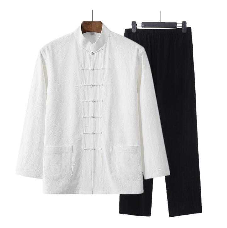 【本日限定】太極拳服 セットアップ 男女兼用 綿100％ 中華服 唐装 武術衣装 カンフーウェア 団体 演出服 コットン 長袖 上下2点セット 武術教室 大きいサイズ チャイナ服