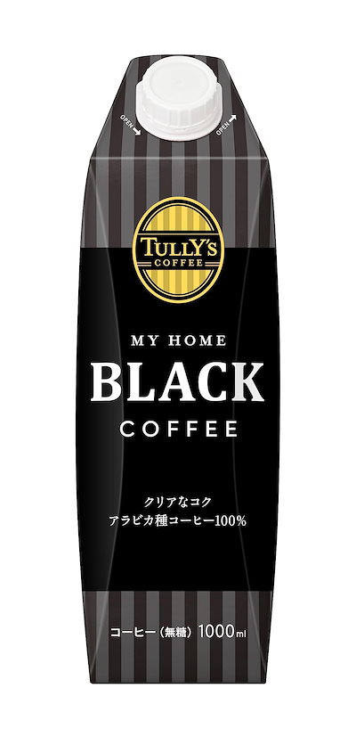他サイト： TULLYS COFFEE ブラック キャップ付き 紙パック 1L6本 MY HOMEの商品画像