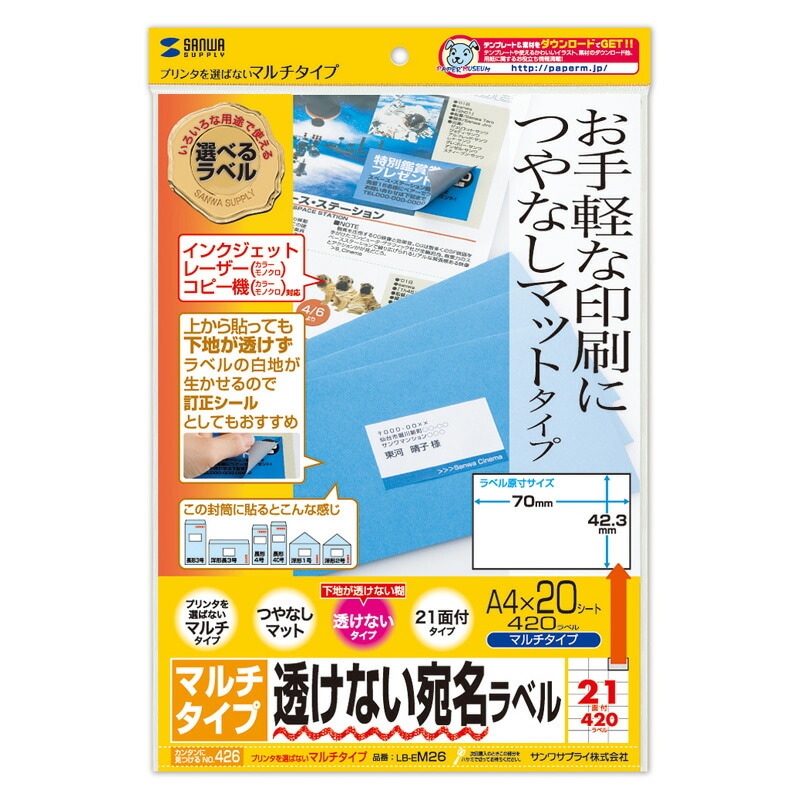 （まとめ買い）下地が透けないマルチラベル 21面 LB-EM26 [x3]