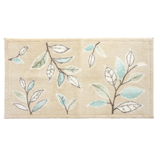 ステッチリーフ 吸着 60×110cm 玄関マット ベージュ 滑り止め 洗える 丸洗い 抗菌 防臭 エレガント