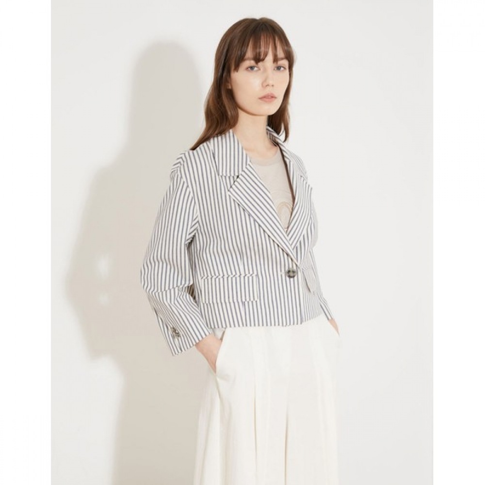 [オリビアローレン] ストライプショートジャケット_VVCFU3M3261 6,424円
