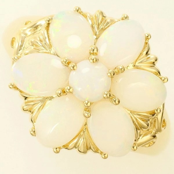 K18 18金 YG イエローゴールド リング 指輪 13.5号 オパール ジュエリー 中古