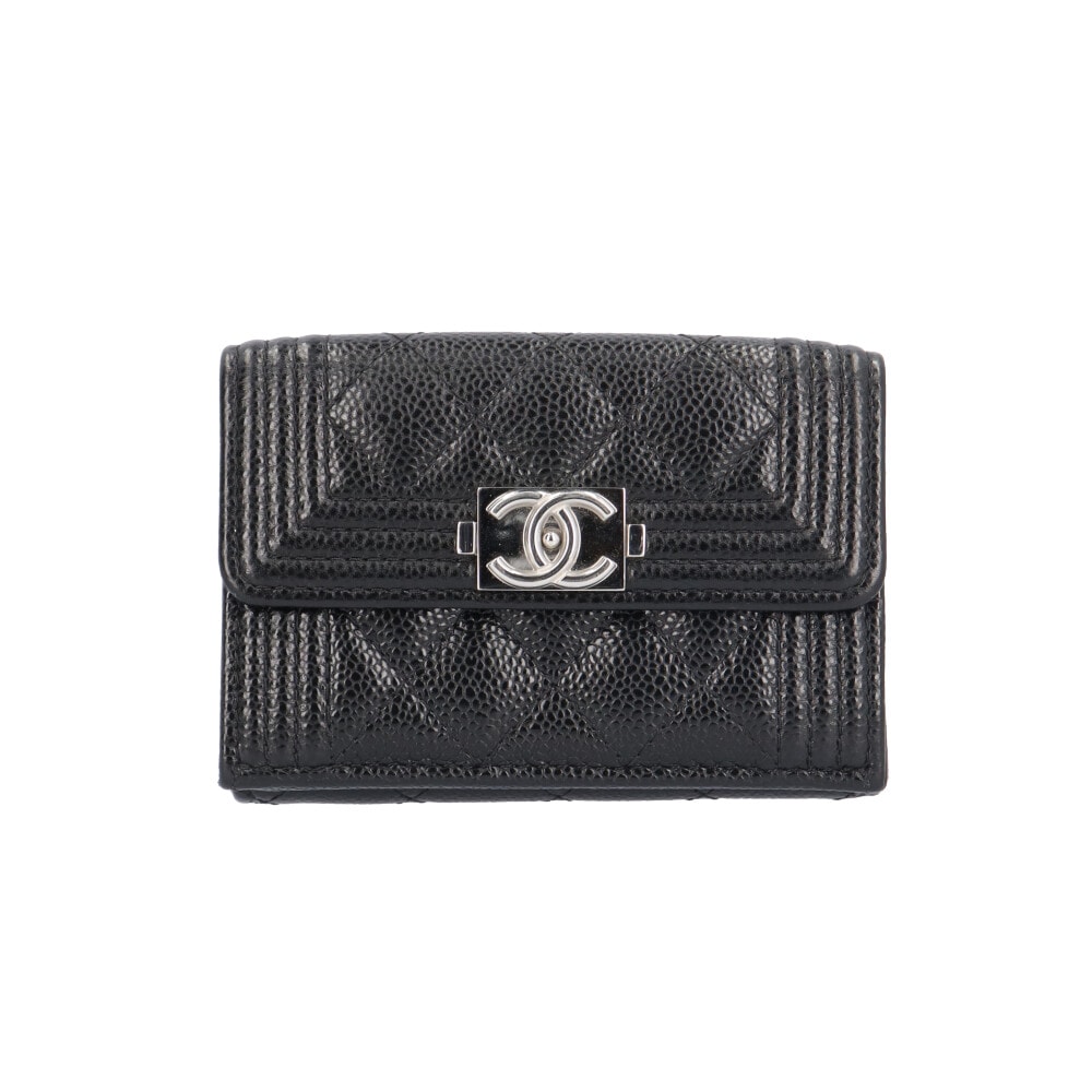シャネル スモール フラップ ウォレット ボーイシャネル 三つ折り財布 キャビアスキン A84432 CHANEL 中古 美品