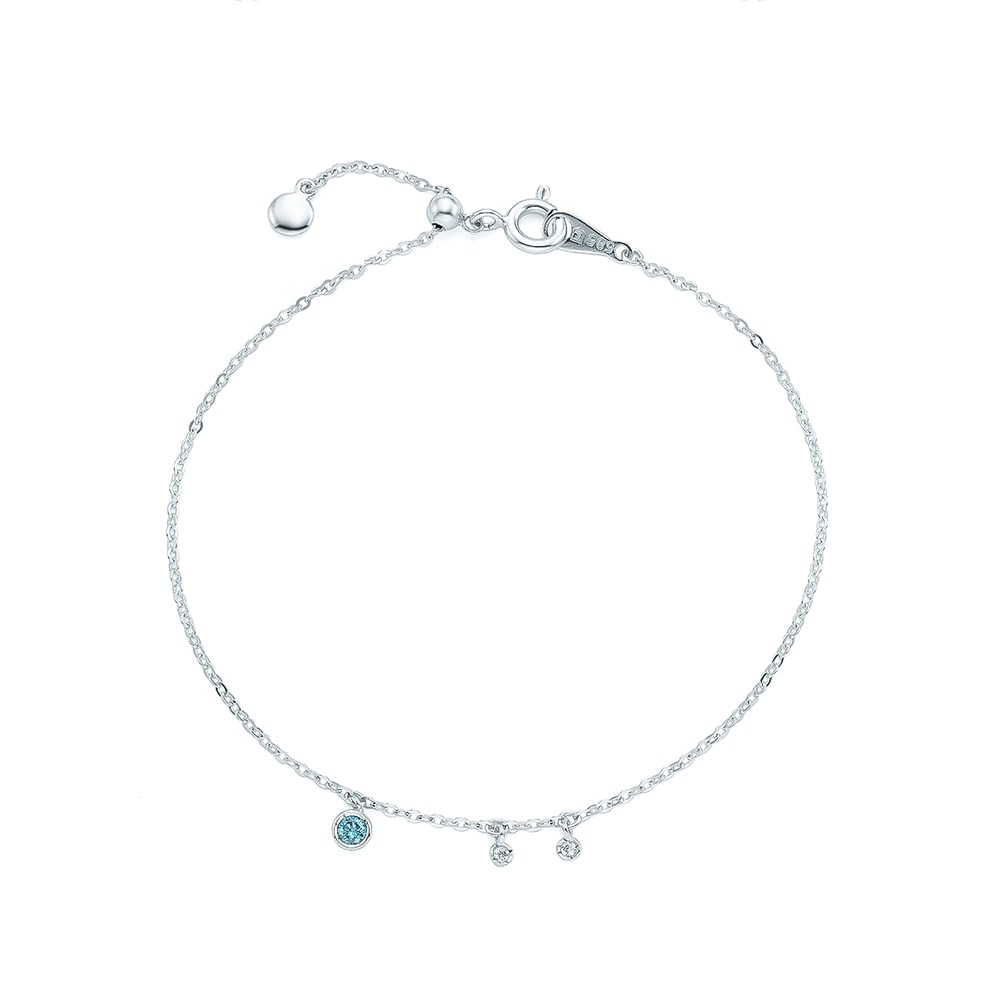 LLOYD製作10日L-DIAMOND 14K GOLDロンドンドロップブルー＆ホワイトダイヤブレスレットLWF21037D