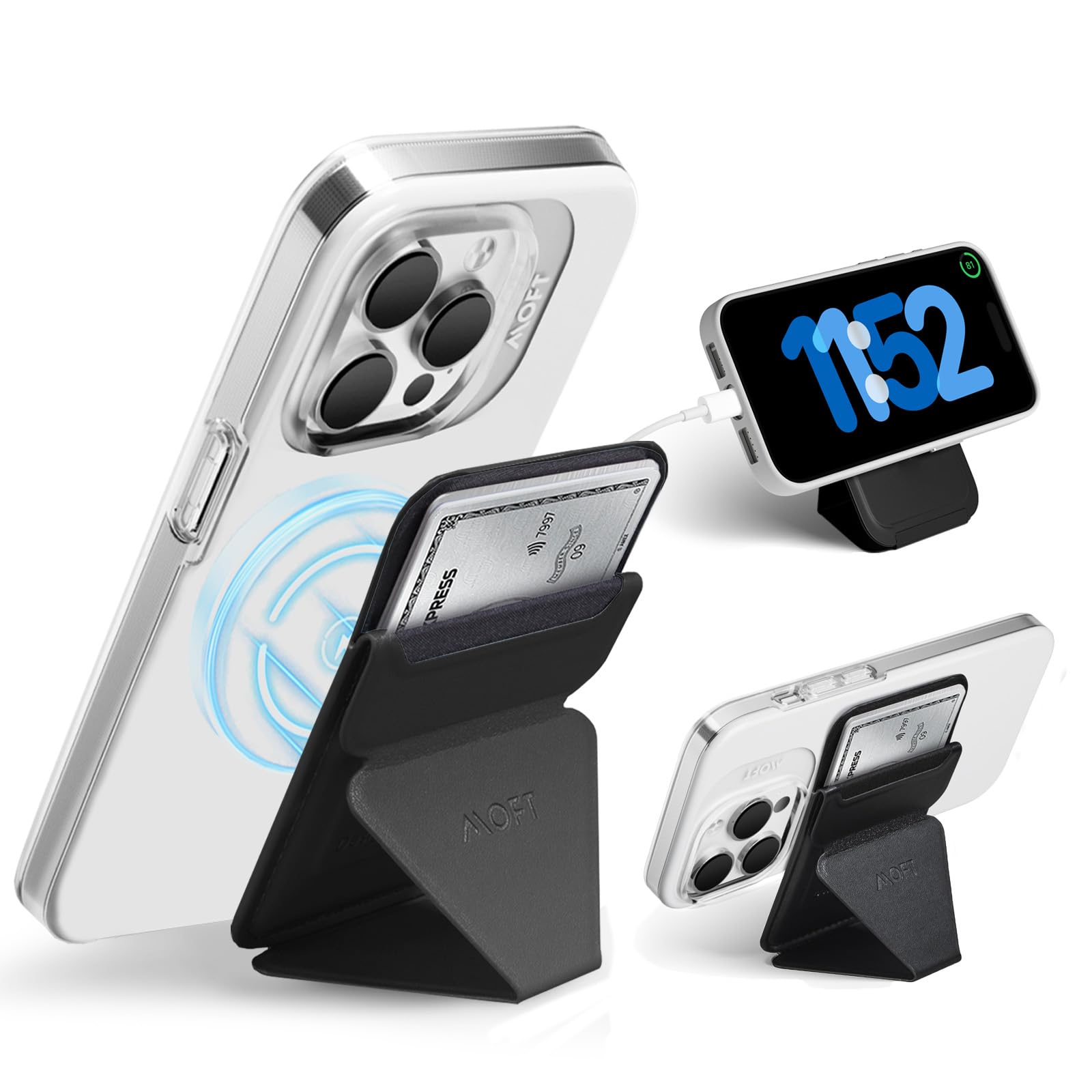 MOFT Snap On 【薄型＆43g超軽量＆カード最大3枚収納タイプ】 Snap on スマホスタンド iPhone15 スタンド ウォレットスタンド iPhone14 iPhone13 iPho