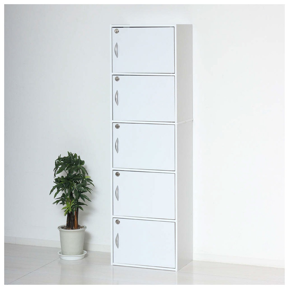 クロシオ 39434 鍵付き 5段ボックスR（ホワイト） 39434クロシオ