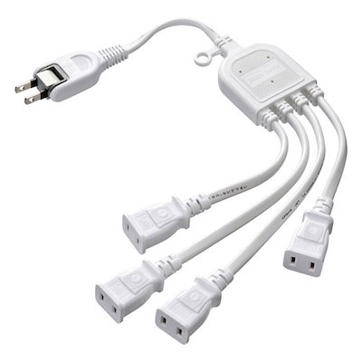 他サイト： サンワサプライ TAP-EX4WN ACアダプタ専用 電源延長コード（4分岐・2P・4個口・ホワイト） TAPEX4WNの商品画像