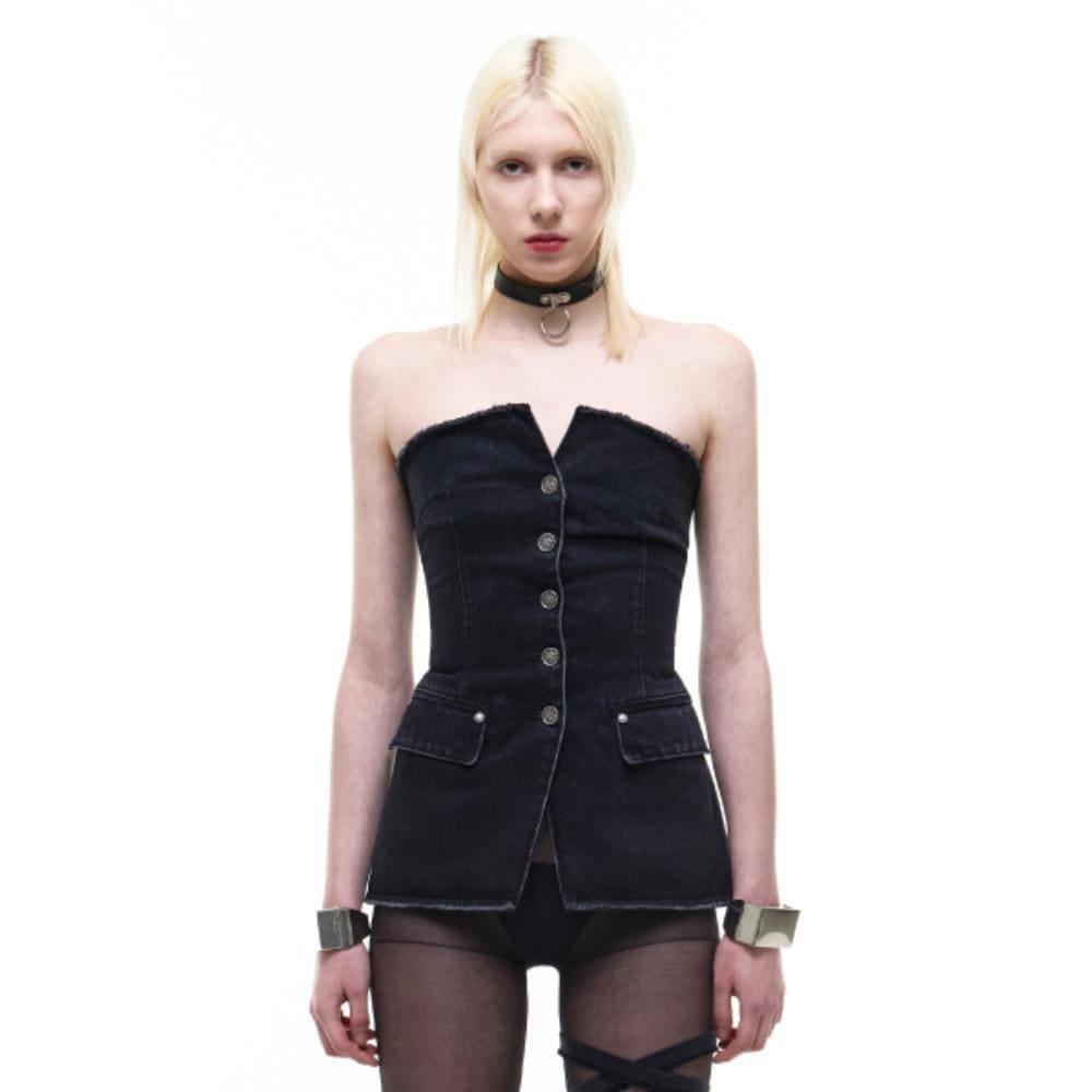 OPUS0012 Op 07 TYPA DENIM TOP BLACK OP5B1D7210BLK