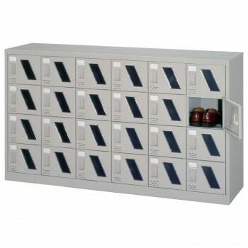 シューズロッカー　6列4段扉付/窓付/錠なしタイプ　ニューグレー COM-SC-24M