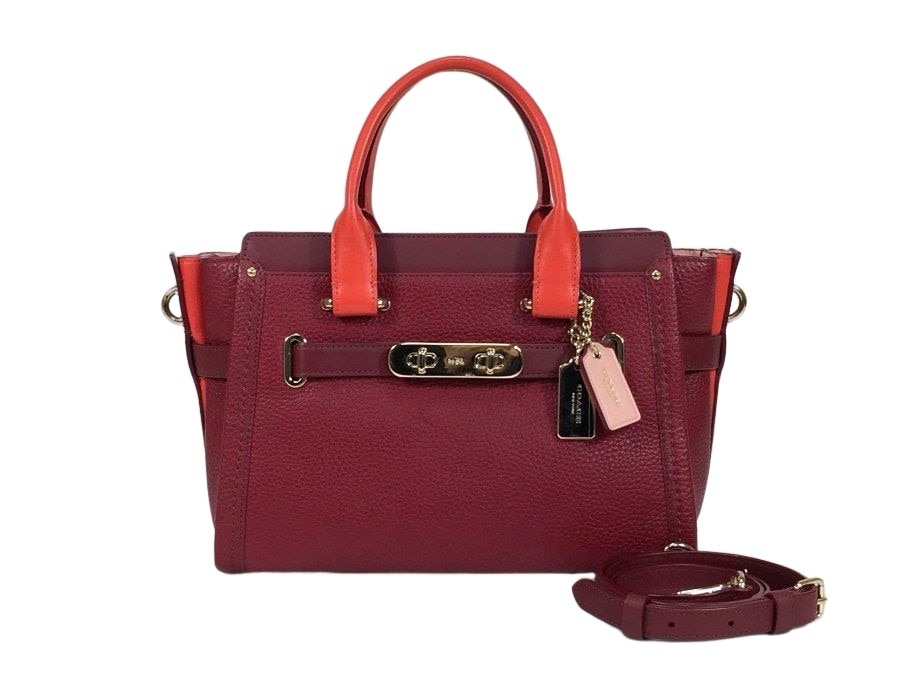 COACH コーチ ハンドバッグ 2way ショルダーバッグ レザー ボルドーレッド 【中古品】