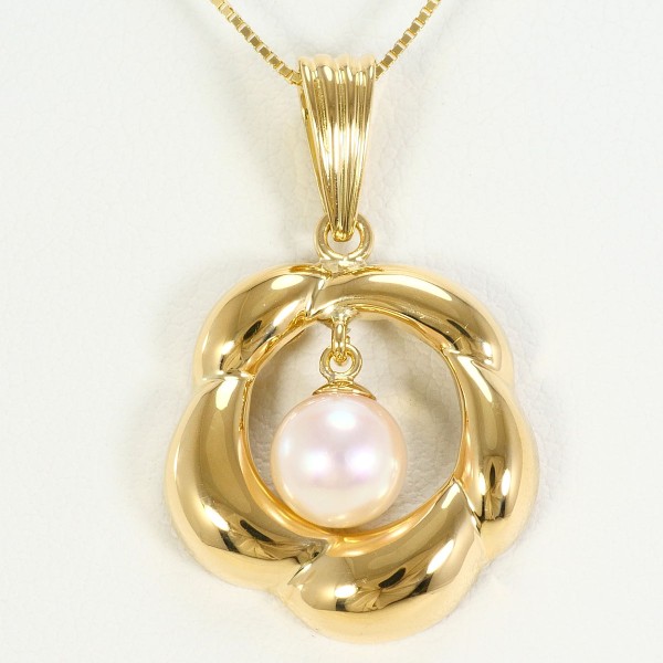 K18 18金 YG イエローゴールド ネックレス パール(真珠) 約39cm ジュエリー 中古