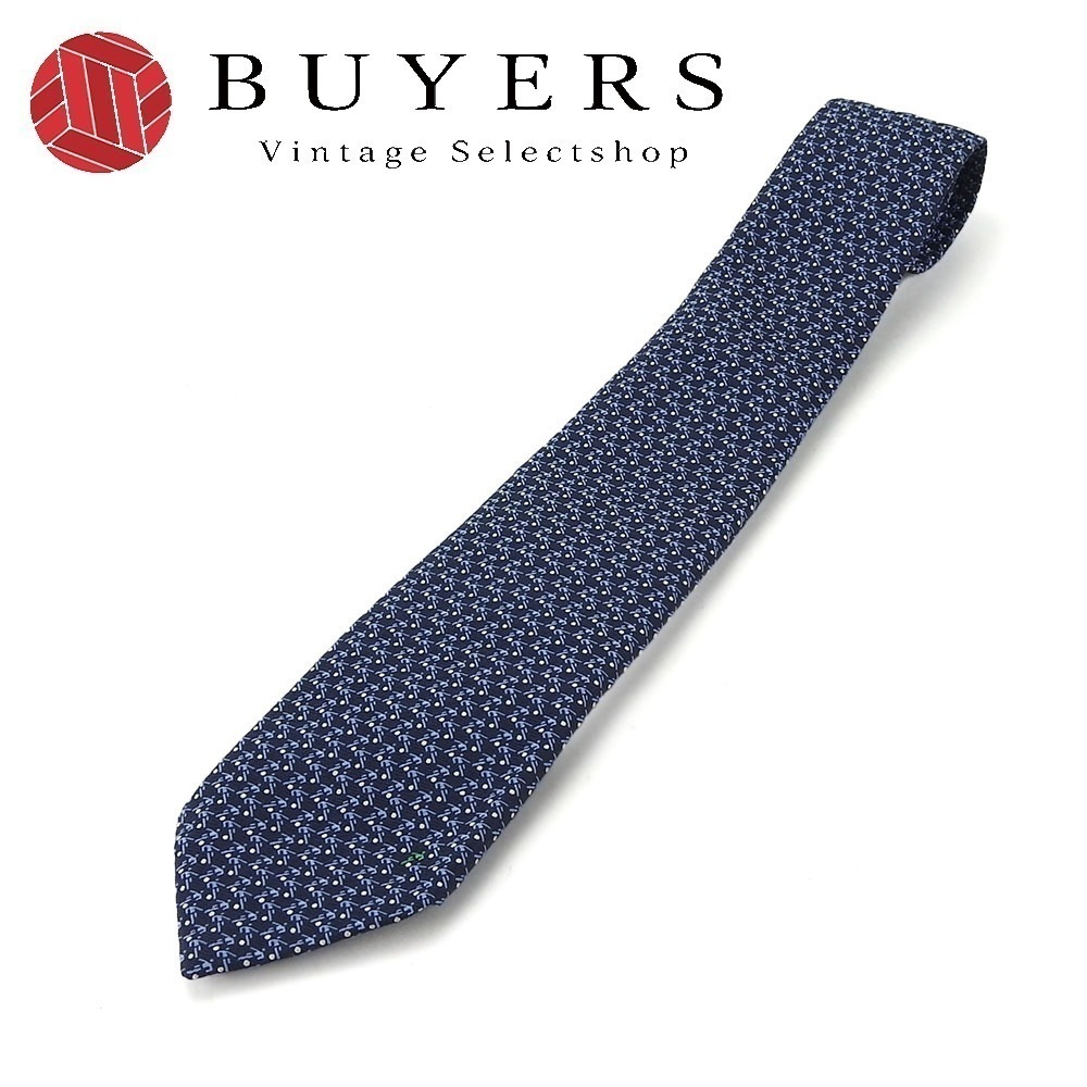 中古 ネクタイ シルク ネイビー ブルー 紳士 アパレル ビジネス メンズ 男性