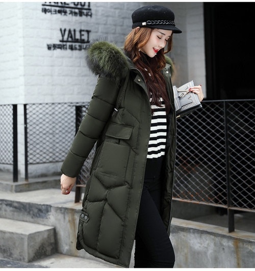 5238.ファーフード付きダウンコート（カーキ）2019 春夏 sale 春夏 sale アウター ジャケット 美ライン おしゃれ きれいめ オフィス ビジネス お出かけ パーティー 女子会 普段使い