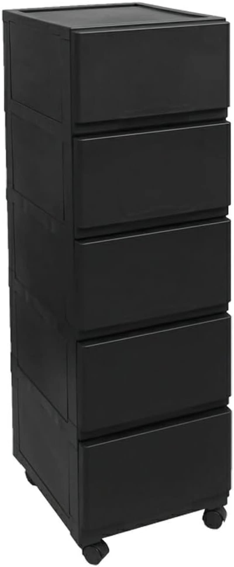 壁付収納チェスト 5段 キャスター付き 幅34×奥行41.5×高さ107.8cm 引き出し クローゼット収納 省スペース スリム ホコリ対策 中透けない 組立式 収納家具