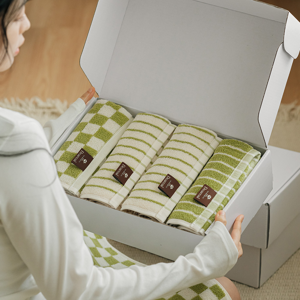 抗菌タオル フェイスタオル 4Pパッケージ_OLIVE
