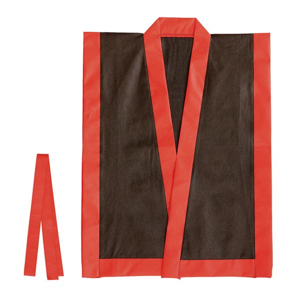 （まとめ）カラー不織布 エイサー打掛 黒（襟赤）J 帯付(×20セット)