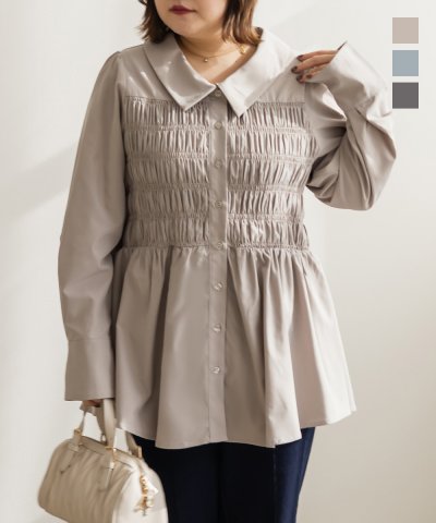 大きいサイズ レディース LL 3L 4L XL XXL XXXL CLETTEオリジナルシャーリングフレアシャツ