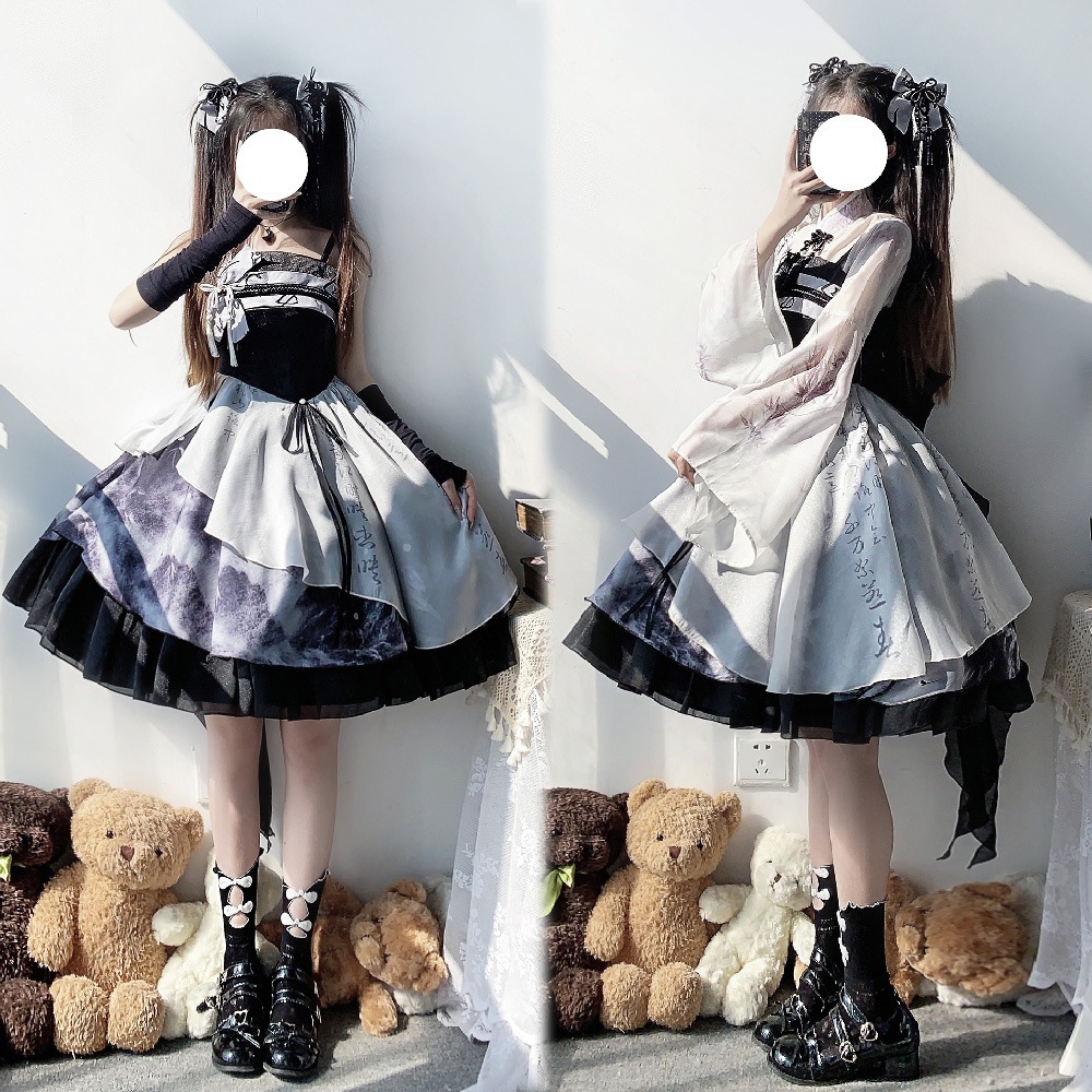 新しい中国風の改良漢服漢の要素の日常的なロリータドレストップソフトガールスーツ