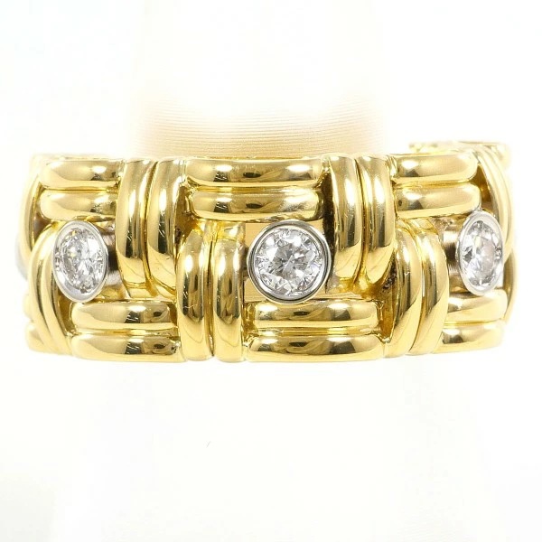 K18 18金 YGWG リング 指輪 13号 ダイヤ 0.23 カード鑑別書 ジュエリー 中古