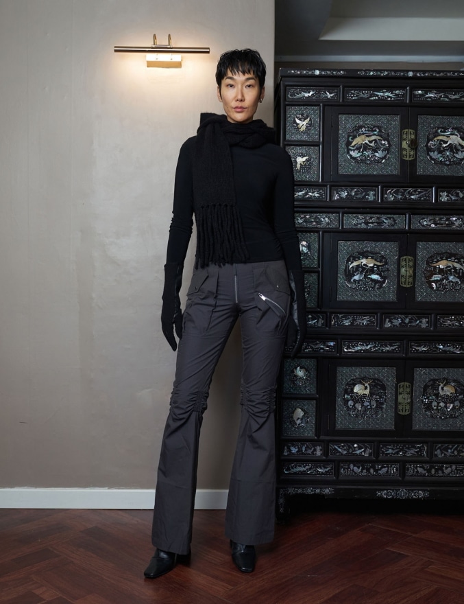 【NACHE】 EXPOSURE ZIP DETAIL PANTS : UNISEX / CHARCOAL