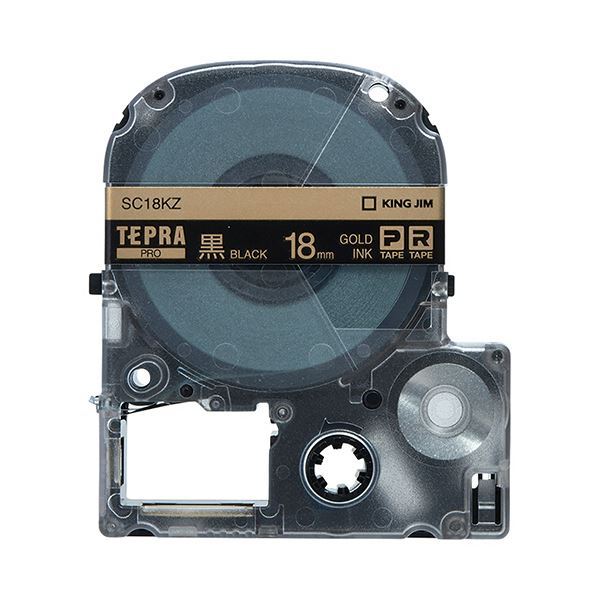 (まとめ) キングジム テプラ PRO テープカートリッジ パステル 18mm 黒／金文字 SC18KZ 1個 (×10セット)