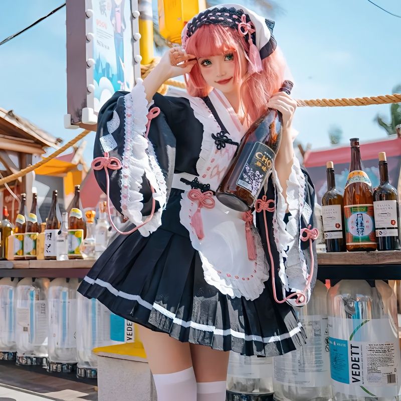 桜を探すロリータ ロリータデイリーキュートなライトロースカートワンピースセット