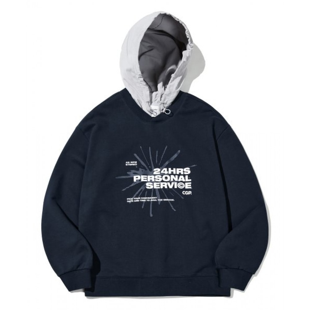 CODEGY ナイロンミックスマッチスウェットパーカー_ネイビー