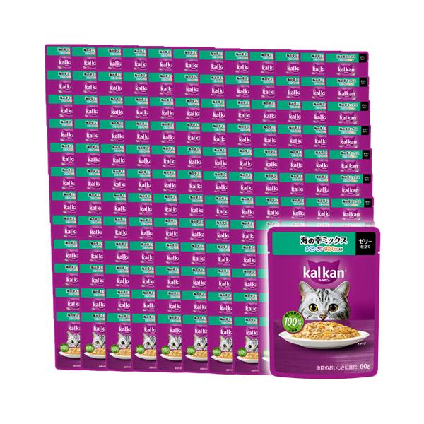 120個セット カルカン パウチ 海の幸ミックス まぐろ・さけ・ほたてだし入り 60g