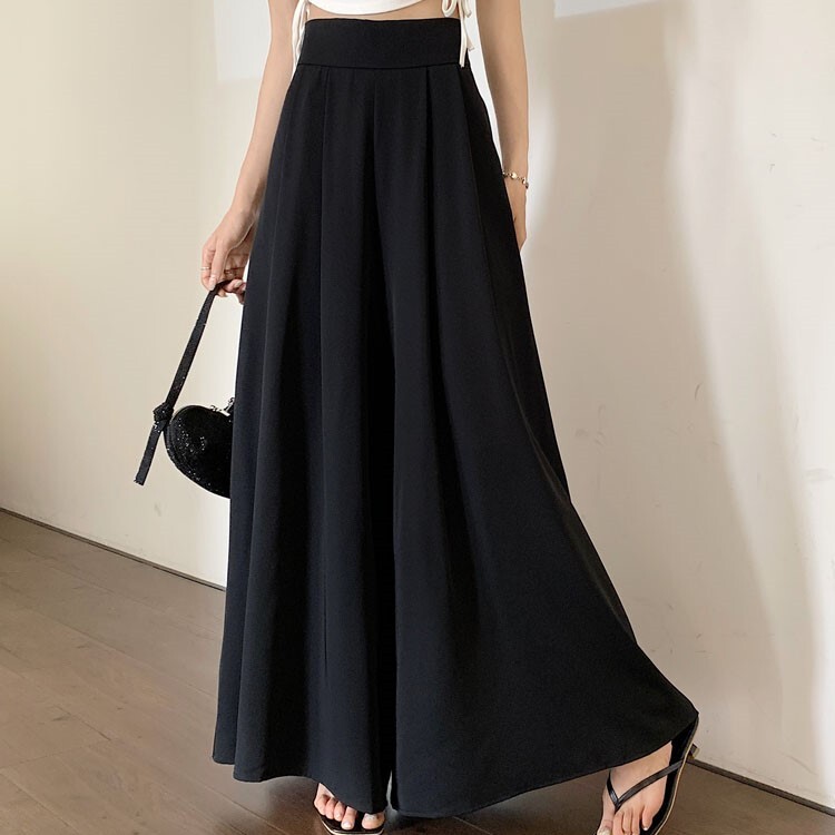 ワイドパンツ ボトムス ズボン ロング丈 ハイウエスト ドレープ スリム モップパンツ かわいい 大人可愛い きれいめ シンプル カジュアル 大人 上品 おしゃれ お洒落 かっこいい レトロ 大人女子