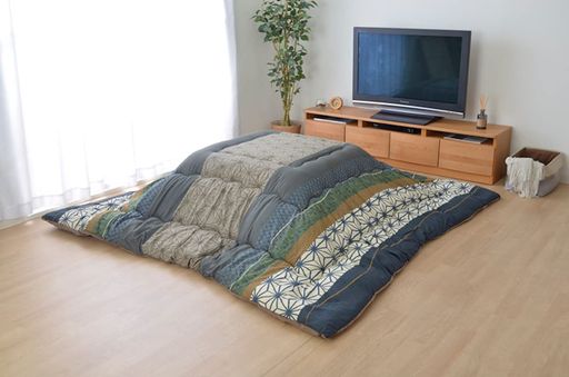 イケヒコ・コーポレーション こたつ布団 掛けふとん 長方形 大判 ことね ネイビー 約205×285CM 日本製 和柄 #5987259