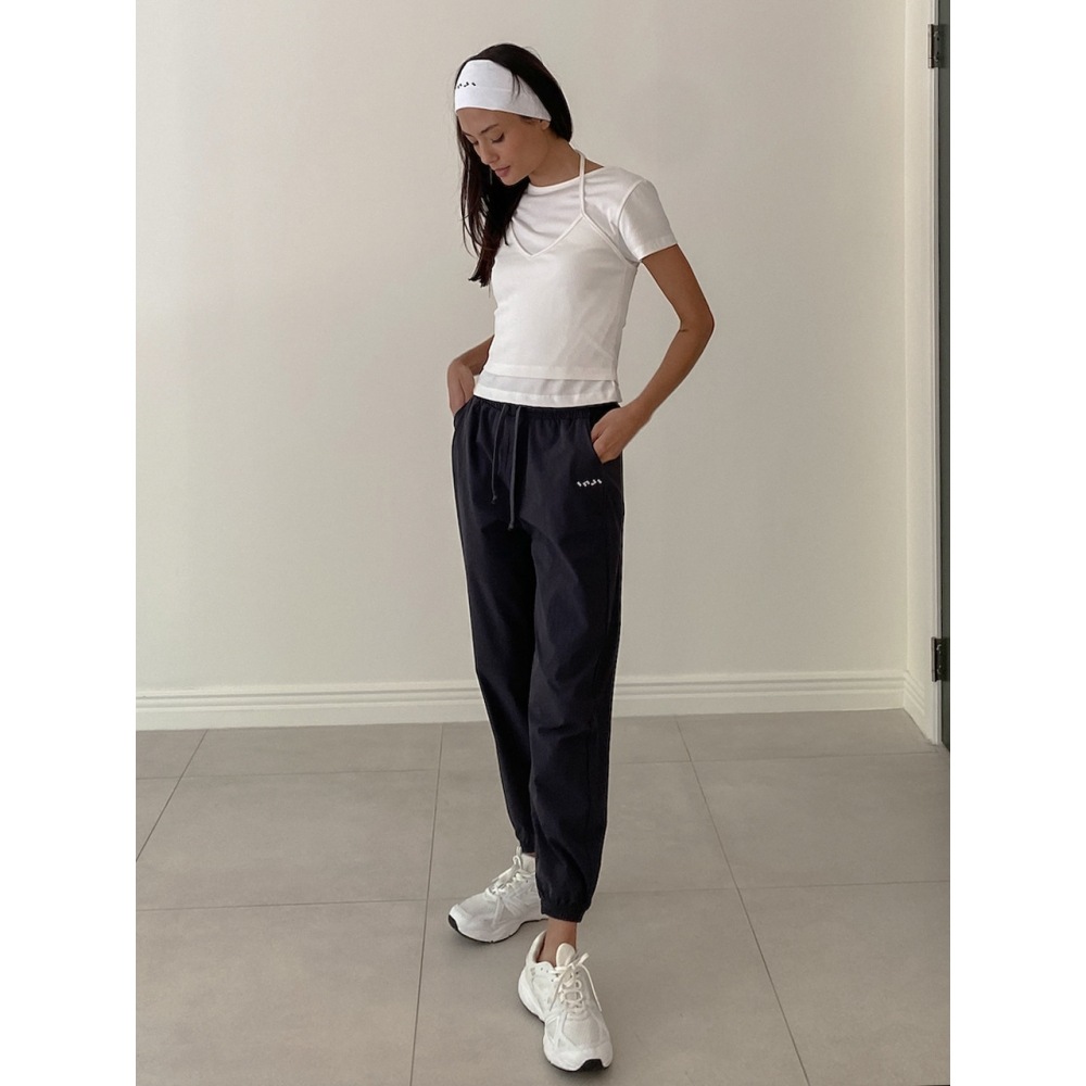 INJIACTIVEナイロンジョガーパンツチャコール