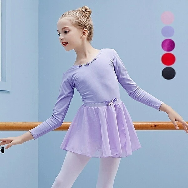 【期間特典】子供 バレエ レオタード スカート バレエ 衣装 かわいい バレエレオタード 長袖 秋 春 バレエダンス 5カラー 女子 キッズ ジュニア 練習着 演出 コンクール 110 120 130