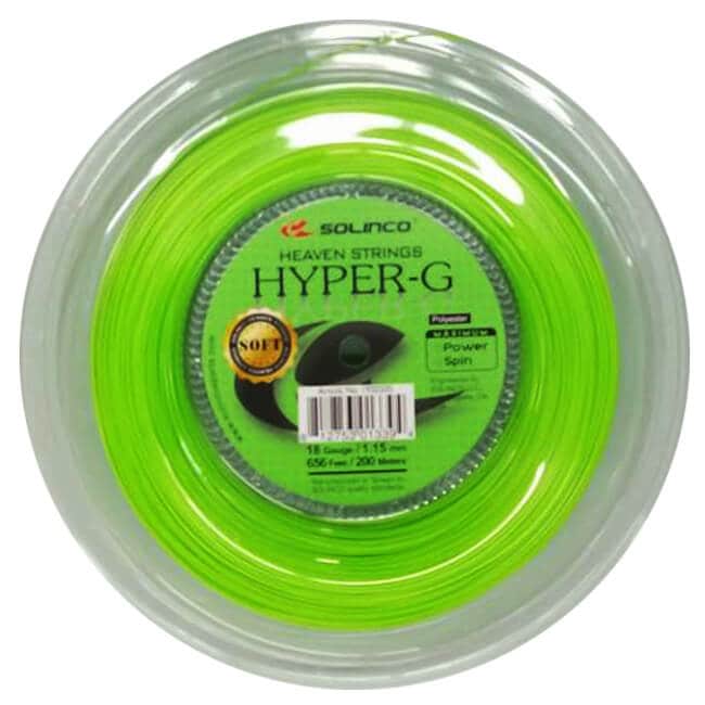 ソリンコ(SOLINCO) HYPER G SOFT ハイパーG ソフト (1.15／1.20／1.25／1.30mm) 200Mロール 硬式テニスガット ポリエステルガット -ライトグリーン(20y