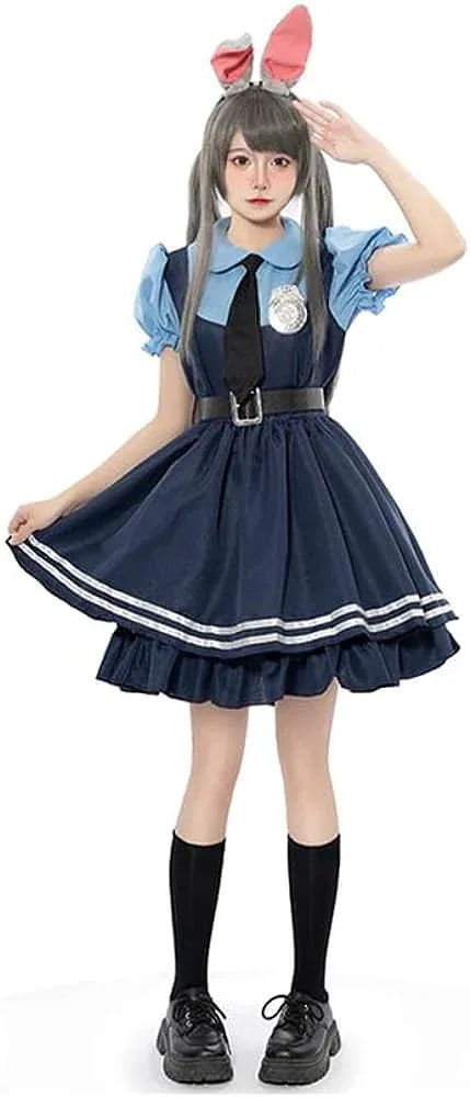 Zootopia 風子供服 Judith 制服 コスプレ衣装 警察服 ウィッグ 耳 ハロウィン cosplay 大人用 イベント パーティー コスチューム 変装 男女兼用 Judy ジュディ・ホップス 警察服 ズートピア こどもの日 ドレス K3248b