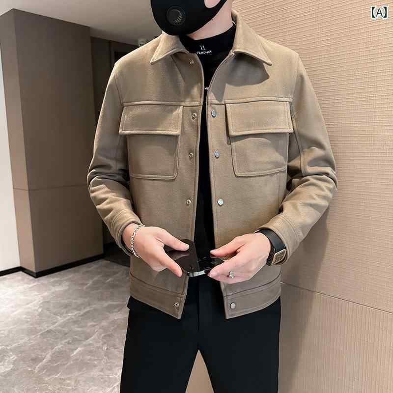 アウター メンズ カジュアル おしゃれ ウール ジャケット トレンディ ジャケット 春秋 トレンディ カジュアル ウール ジャケット