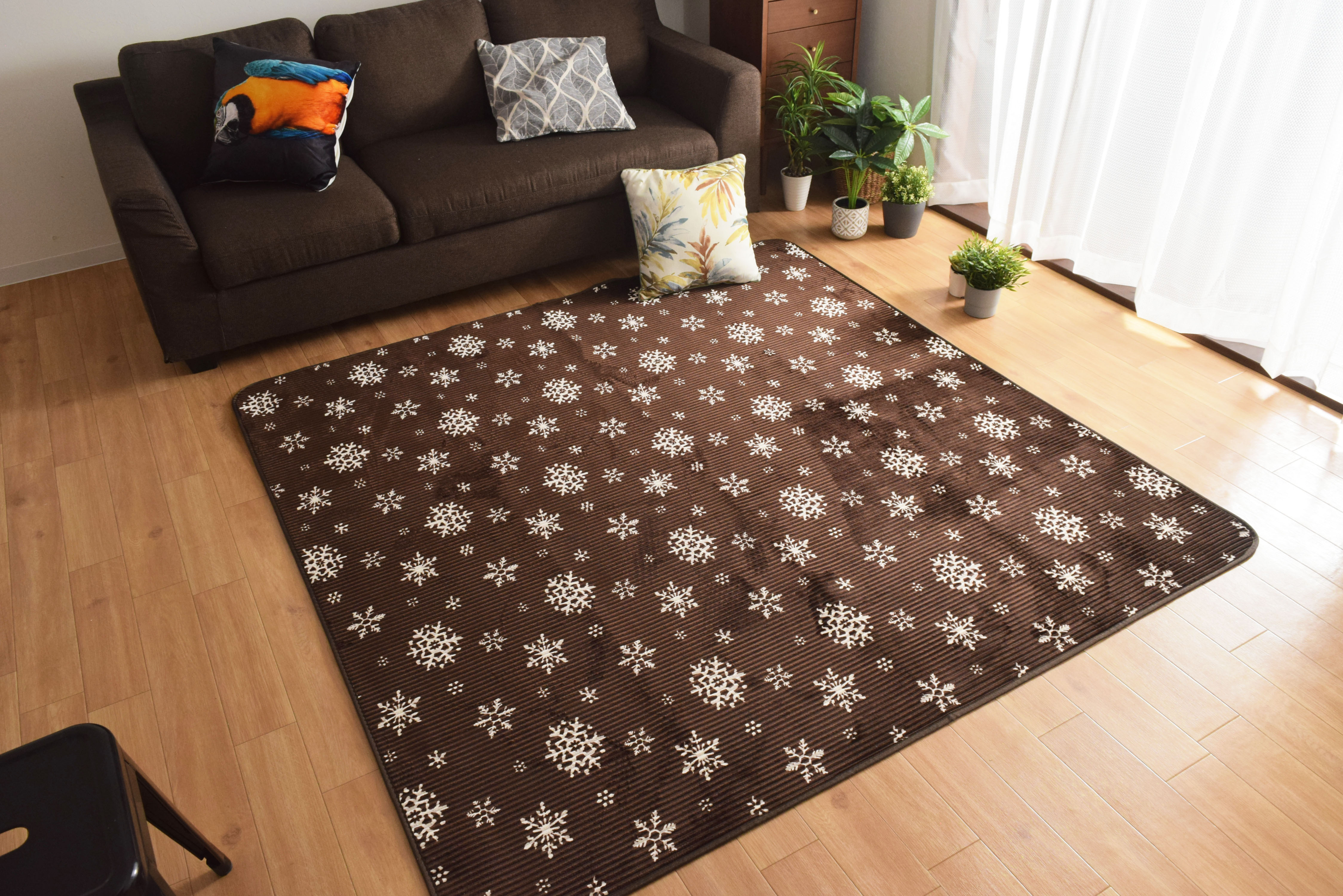 ラグ 北欧 ラグマット カーペット 約185x185cm 2畳 ホットカーペットカバー 2点セット 本体＋カバー 雪 マット 電気カーペット オフタイマー付き