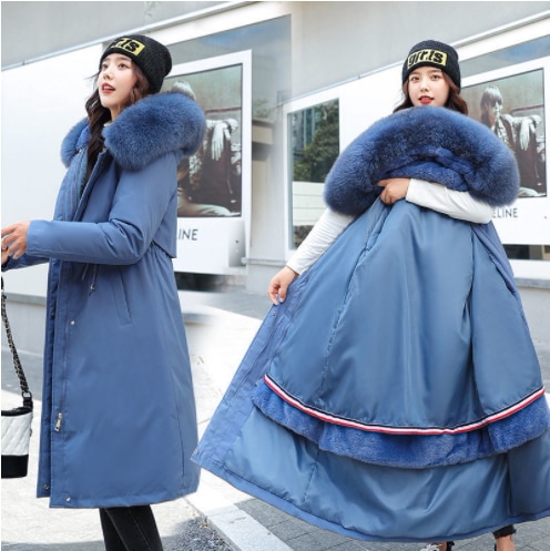 中綿ジャケット レディース ロング丈 ファー フード付き 中綿コート 暖かい 体型カバー 大きいサイズ Aライン アウター ロングコート もこもこ 上品 防風防寒