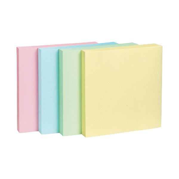 （まとめ）TANOSEE ふせん 75x75mm 4色混色 1パック（10冊）[x3セット]