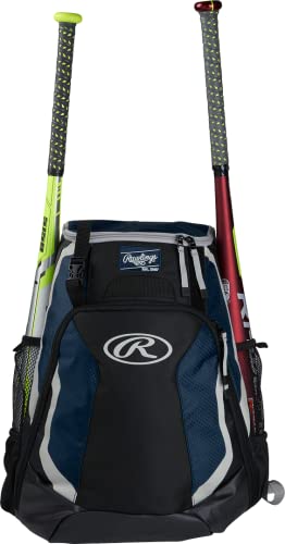 ローリングスRawlings R500 Series Baseball/Softball Backpack, Navy, 8 x 16 x 9 inches 並行輸入品