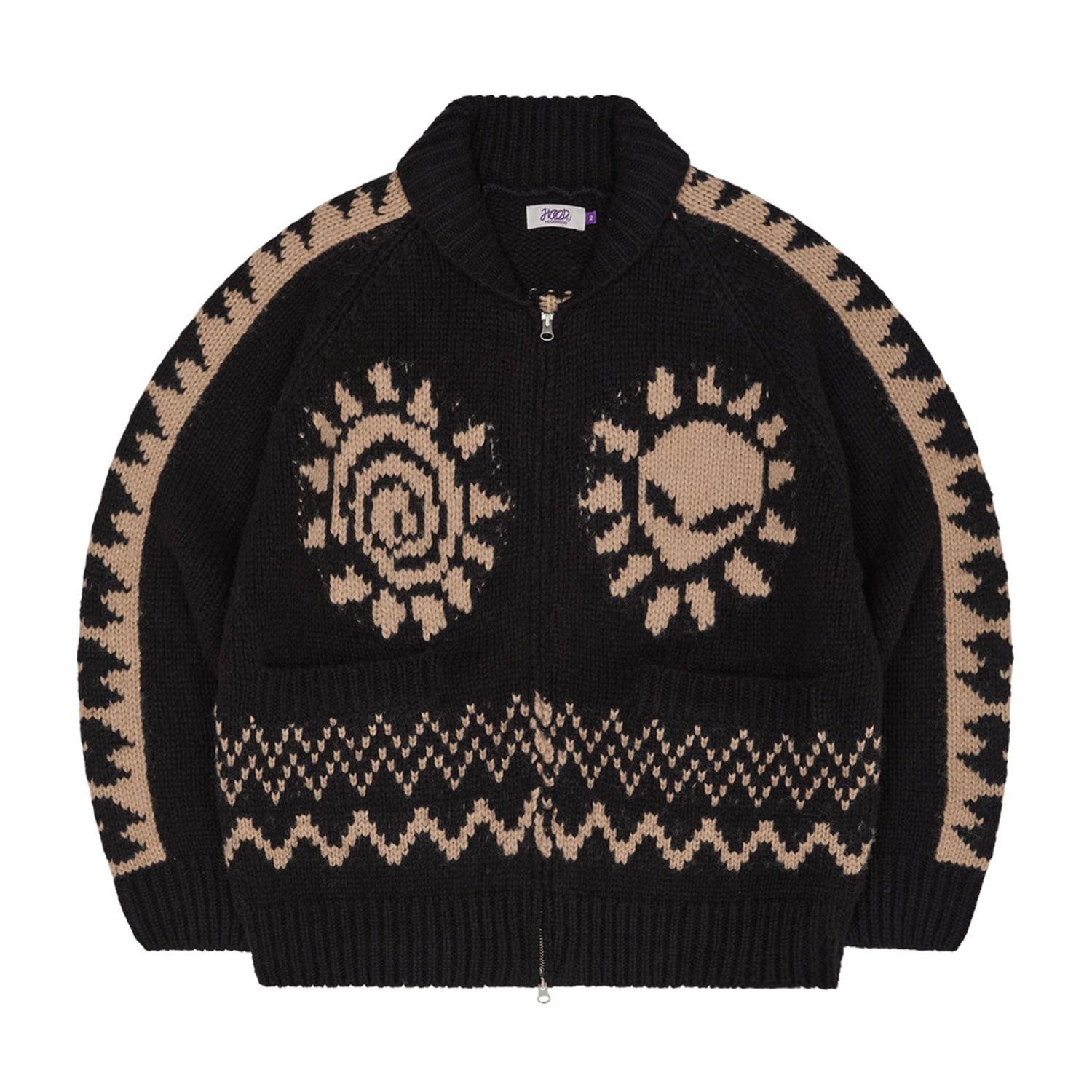Alien Nordic Zip-up Cardigan BLACK