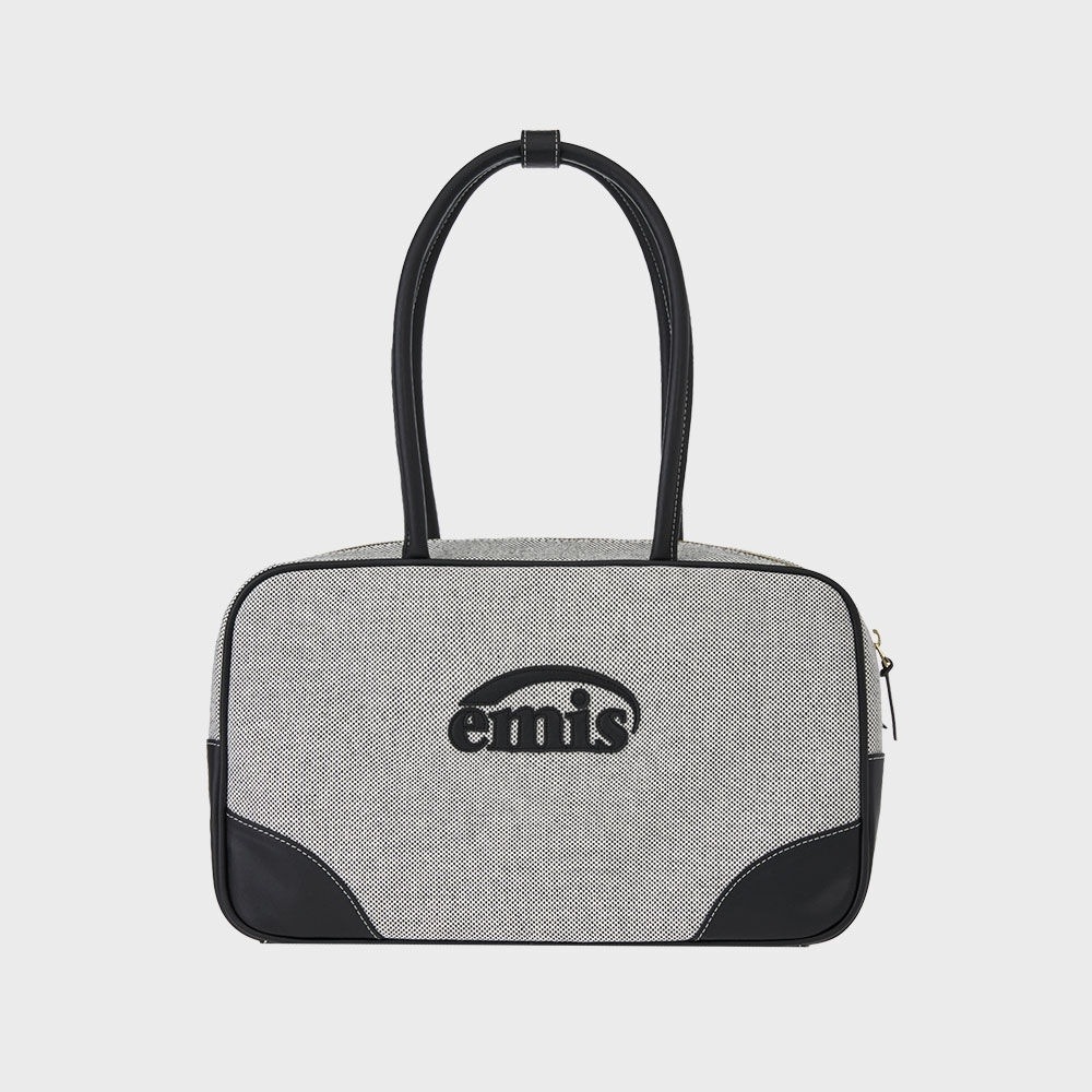 EMIS キャンバスレザートートバッグ-ブラック